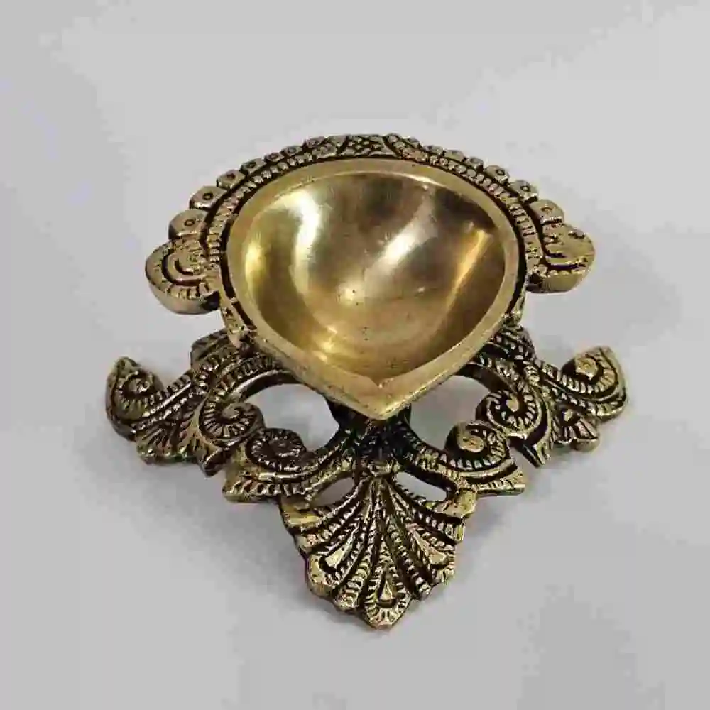 Brass Diya Antique Leaf for Diwali Decoration Online